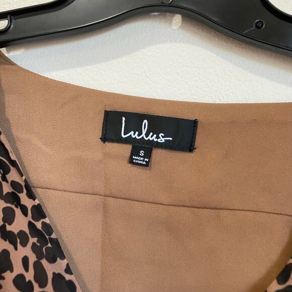 Lulus Rock It Out Brown & Black Leopard Print Babydoll Dress Size Small - Picture 3 of 11